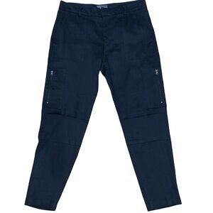 VINCE Pant Linen Blend Cargo With Zip Pockets Women's Sz 4 Blue Inseam 26”preppy